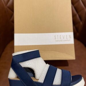 Steven By Steve Madden Navy Wedge Sandals